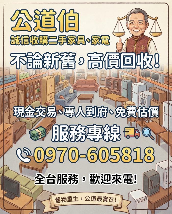 公道伯空間大改造計畫：把用不到的二手家電家具，變成你皮夾裡的現金！